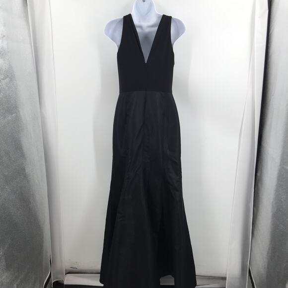 Alfred Sung Fit Flare Maxi Dress Sleeveless Crew Neck Zip Back Black SZ 4 NWT - Picture 4 of 9